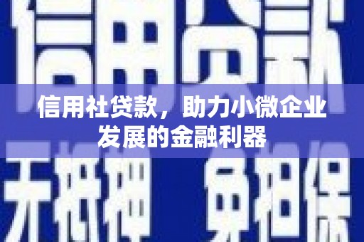 彰武信用社贷款，助力小微企业发展的金融利器