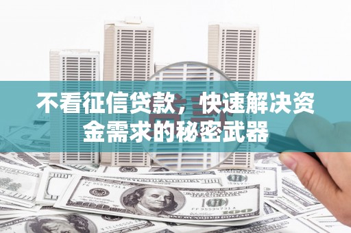 彰武不看征信贷款，快速解决资金需求的秘密武器