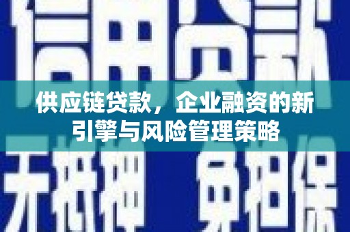 彰武供应链贷款，企业融资的新引擎与风险管理策略